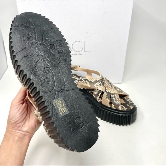 NEW AGL Violante Snakeprint Chunky Leather Platform Sandals Size 38/8🎁 - Picture 4 of 6